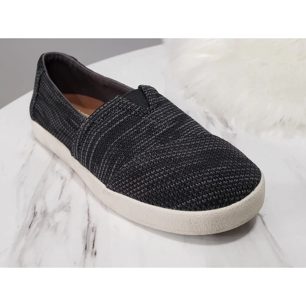 NEW SZ 5.5 Womens Toms Avalon Black Knit Euro 36 Slip On Shoes Sneakers Comfort